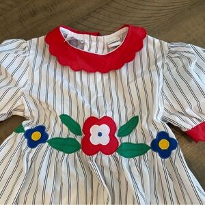 vintage girls dress size 6x handmade floral embroidery cotton stitching appliqué